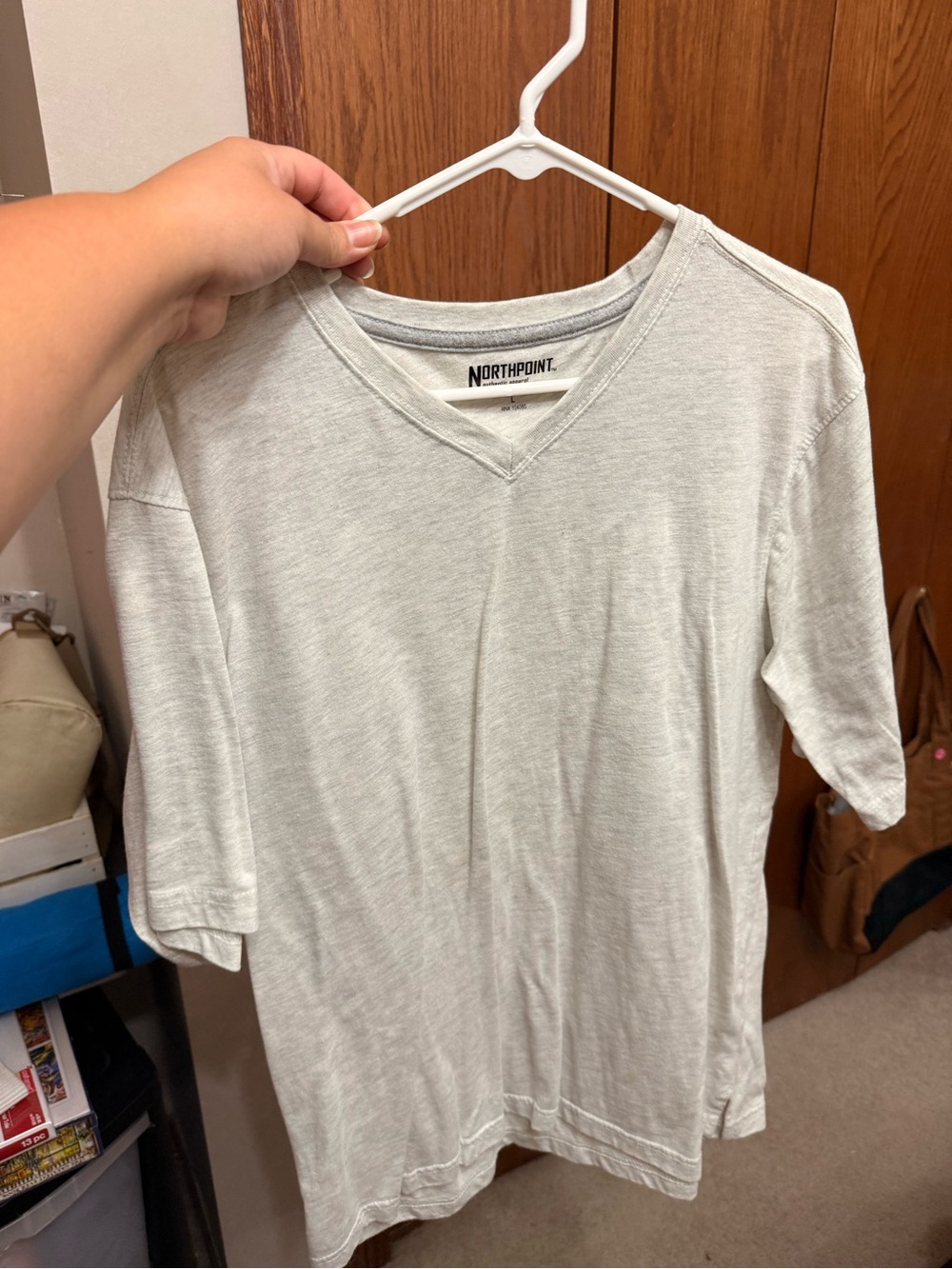Northpoint Men's Heather Light Gray V-Neck Short Sleeve Tee